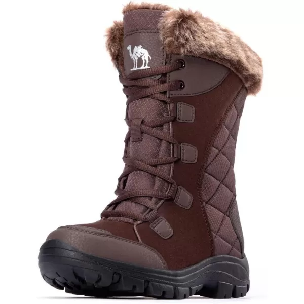 CAMEL CROWN Womens Waterproof Snow Boot Winter Insulated Warm Fur Lined MidCalf Boots NonSlip LaceUp Outdoor Booties for Cold WeatherBrown