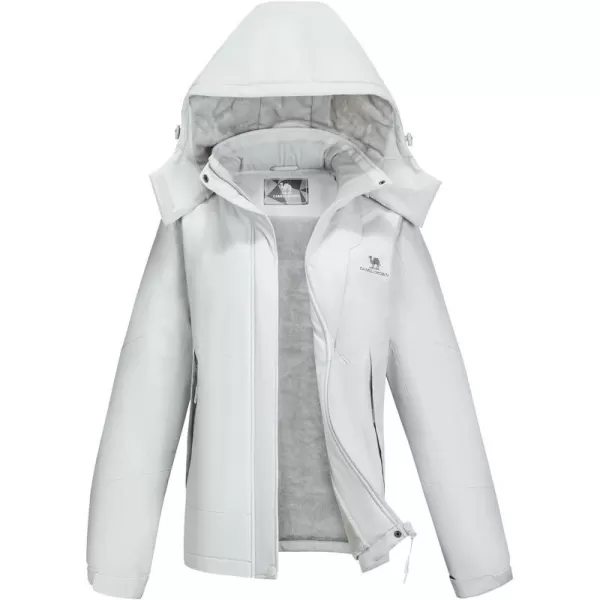 CAMEL CROWN Womens Winter Coat Waterproof Ski Jacket with Fleece Lining Windproof for Snow Rain Outdoor Hiking MountainLight Grey02