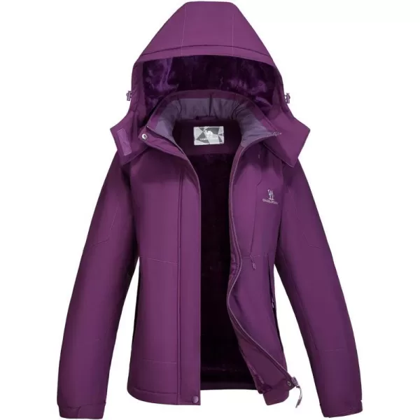 CAMEL CROWN Womens Winter Coat Waterproof Ski Jacket with Fleece Lining Windproof for Snow Rain Outdoor Hiking MountainRaspberry Purple002