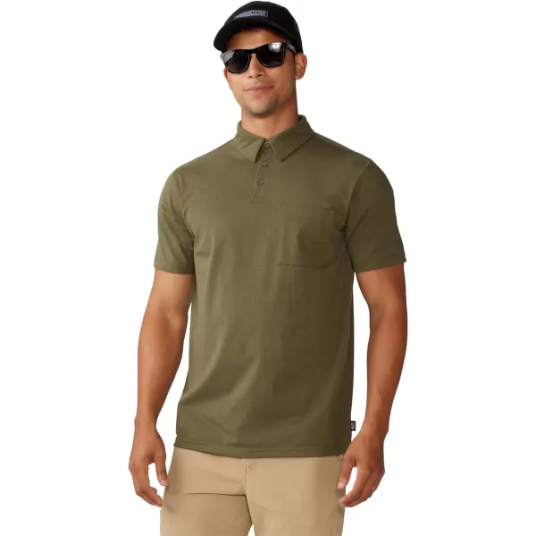 imageMountain Hardwear Mens Low Exposure PoloCombat Green Eoe Stripe