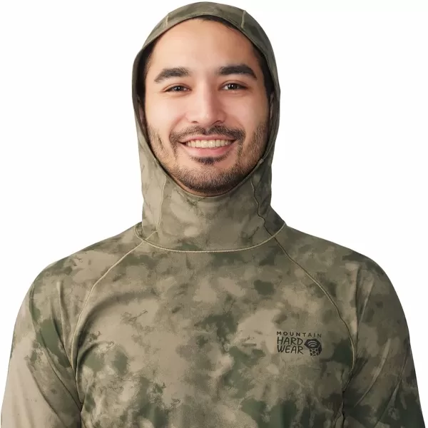 imageMountain Hardwear Mens Mountain Stretch Hoody for Hiking Casual Camping and BackpackingStone Green Ice Dye Print