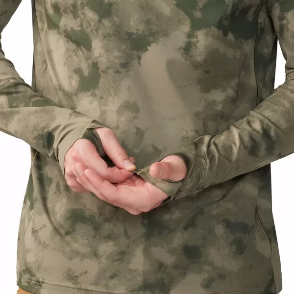 imageMountain Hardwear Mens Mountain Stretch Hoody for Hiking Casual Camping and BackpackingStone Green Ice Dye Print