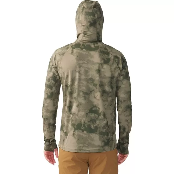 imageMountain Hardwear Mens Mountain Stretch Hoody for Hiking Casual Camping and BackpackingStone Green Ice Dye Print