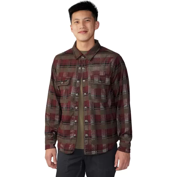 imageMountain Hardwear Mens Outpost Long Sleeve Line Shirt for Hiking Camping Backpacking and Everyday WearRidgeline Hot Spring Plaid