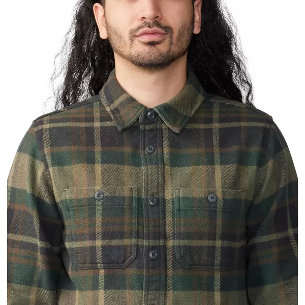 imageMountain Hardwear Mens Plusher Long Sleeve Shirt for Hiking Camping and Casual WearBlack Spruce Amsterdam Plaid