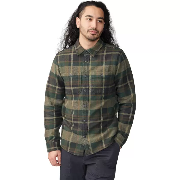 imageMountain Hardwear Mens Plusher Long Sleeve Shirt for Hiking Camping and Casual WearBlack Spruce Amsterdam Plaid