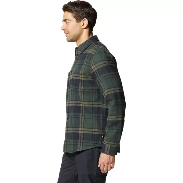 imageMountain Hardwear Mens Plusher Long Sleeve Shirt for Hiking Camping and Casual WearBlack Spruce Bonfire Plaid