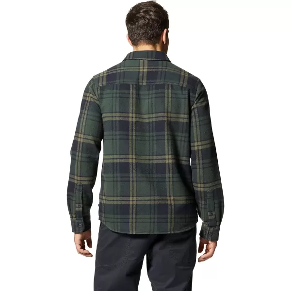 imageMountain Hardwear Mens Plusher Long Sleeve Shirt for Hiking Camping and Casual WearBlack Spruce Bonfire Plaid