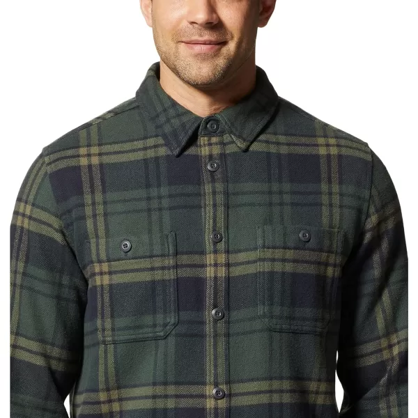 imageMountain Hardwear Mens Plusher Long Sleeve Shirt for Hiking Camping and Casual WearBlack Spruce Bonfire Plaid
