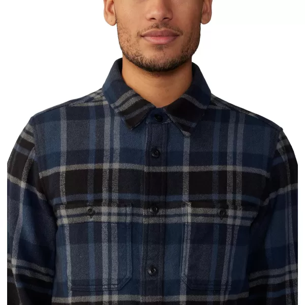 imageMountain Hardwear Mens Plusher Long Sleeve Shirt for Hiking Camping and Casual WearHardwear Navy Amsterdam Plaid