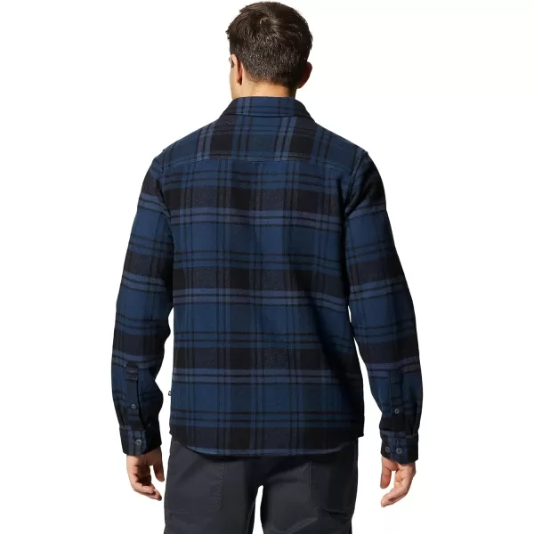 imageMountain Hardwear Mens Plusher Long Sleeve Shirt for Hiking Camping and Casual WearHardwear Navy Bonfire Plaid