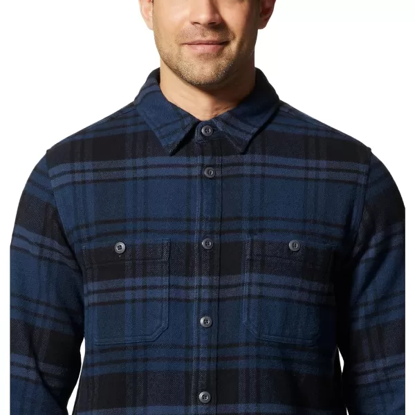 imageMountain Hardwear Mens Plusher Long Sleeve Shirt for Hiking Camping and Casual WearHardwear Navy Bonfire Plaid