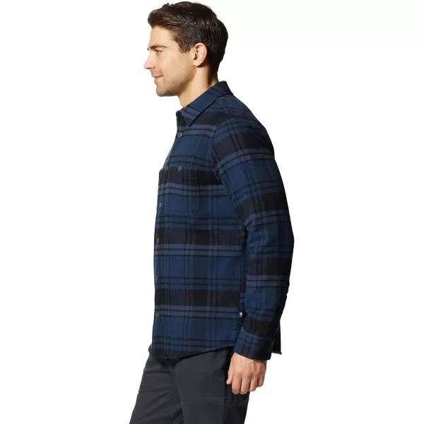 imageMountain Hardwear Mens Plusher Long Sleeve Shirt for Hiking Camping and Casual WearHardwear Navy Bonfire Plaid