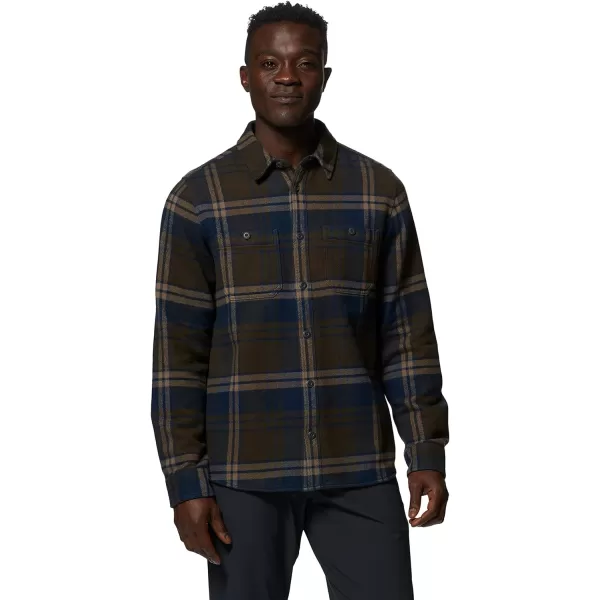 imageMountain Hardwear Mens Plusher Long Sleeve Shirt for Hiking Camping and Casual WearRidgeline Bonfire Plaid