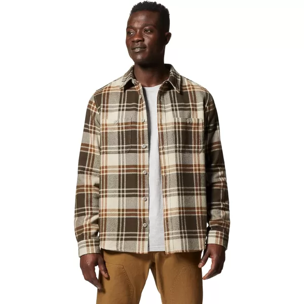 imageMountain Hardwear Mens Plusher Long Sleeve Shirt for Hiking Camping and Casual WearSandblast Bonfire Plaid
