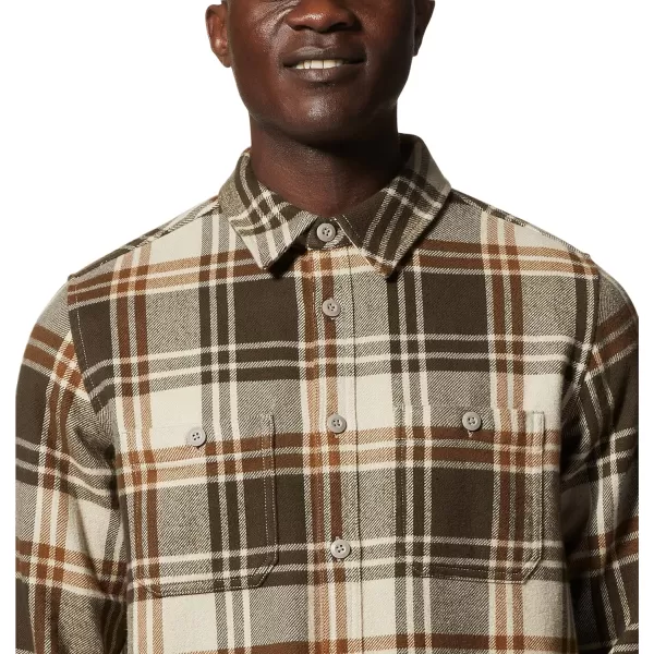imageMountain Hardwear Mens Plusher Long Sleeve Shirt for Hiking Camping and Casual WearSandblast Bonfire Plaid