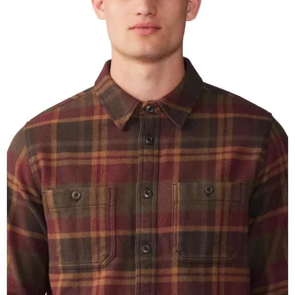 imageMountain Hardwear Mens Plusher Long Sleeve Shirt for Hiking Camping and Casual WearWashed Raisin Amsterdam Plaid