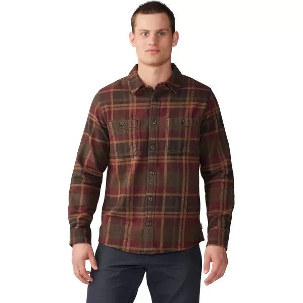 imageMountain Hardwear Mens Plusher Long Sleeve Shirt for Hiking Camping and Casual WearWashed Raisin Amsterdam Plaid