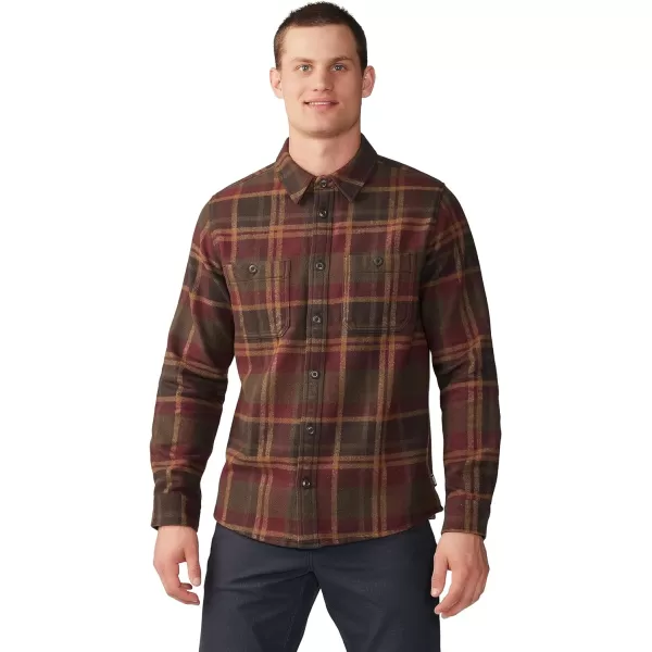 imageMountain Hardwear Mens Plusher Long Sleeve Shirt for Hiking Camping and Casual WearWashed Raisin Amsterdam Plaid