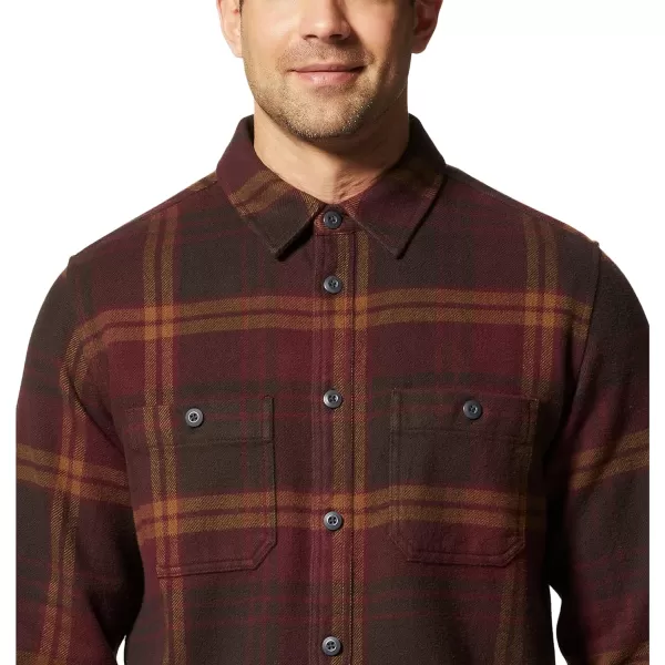 imageMountain Hardwear Mens Plusher Long Sleeve Shirt for Hiking Camping and Casual WearWashed Raisin Bonfire Plaid