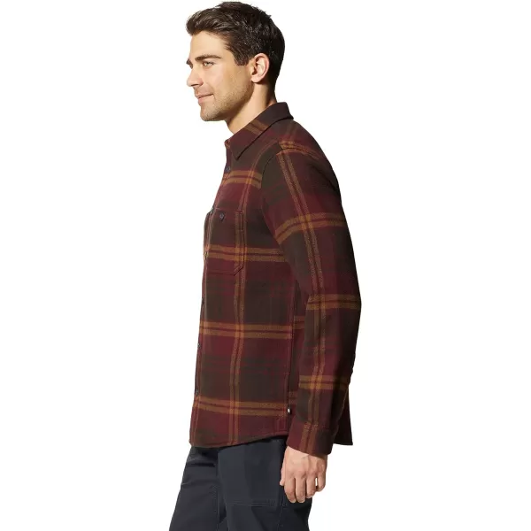 imageMountain Hardwear Mens Plusher Long Sleeve Shirt for Hiking Camping and Casual WearWashed Raisin Bonfire Plaid