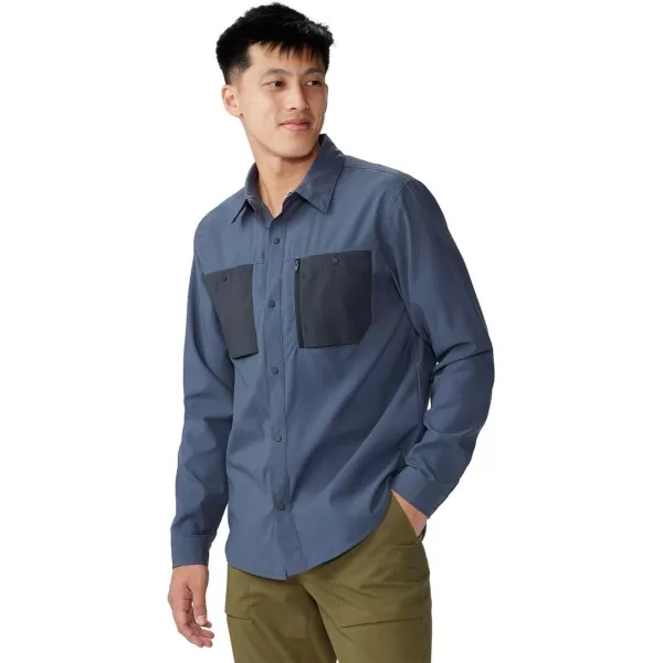 imageMountain Hardwear Mens Standard Trail Sender Long SleeveBlue Slate  Dark Storm