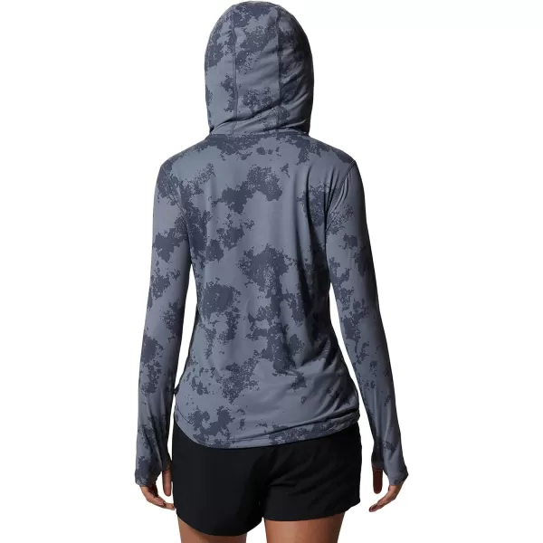 imageMountain Hardwear Womens Crater Lake Long Sleeve Hoody for Hiking Camping Backpacking and Casual WearBlue Slate Scattered Dye Print