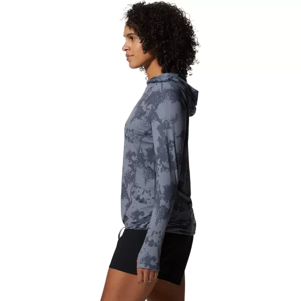 imageMountain Hardwear Womens Crater Lake Long Sleeve Hoody for Hiking Camping Backpacking and Casual WearBlue Slate Scattered Dye Print