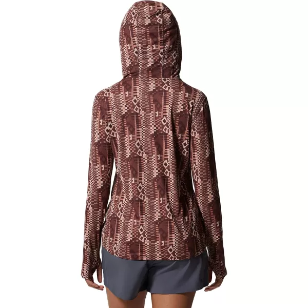 imageMountain Hardwear Womens Crater Lake Long Sleeve Hoody for Hiking Camping Backpacking and Casual WearWashed Raisin Geo Print