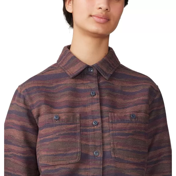 imageMountain Hardwear Womens Granite Peak Long Sleeve Flannel for Camping Travel AprsSki and Everyday WearClay Earth Landscape Jacquard