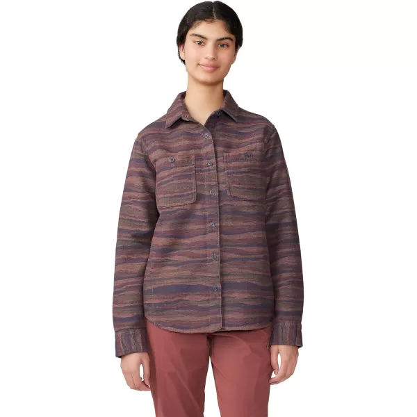 imageMountain Hardwear Womens Granite Peak Long Sleeve Flannel for Camping Travel AprsSki and Everyday WearClay Earth Landscape Jacquard