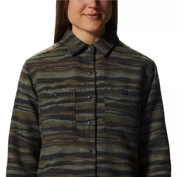 imageMountain Hardwear Womens Granite Peak Long Sleeve Flannel for Camping Travel AprsSki and Everyday WearCorozo Nut Landscape Print