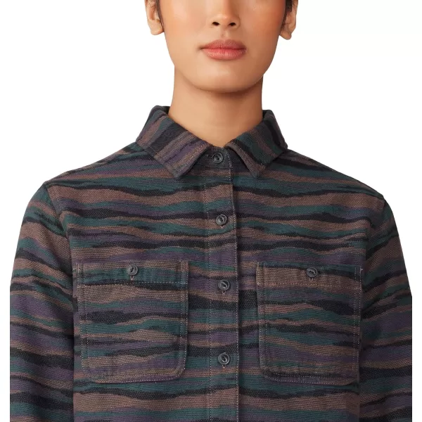imageMountain Hardwear Womens Granite Peak Long Sleeve Flannel for Camping Travel AprsSki and Everyday WearDark Marsh Landscape Jacquard