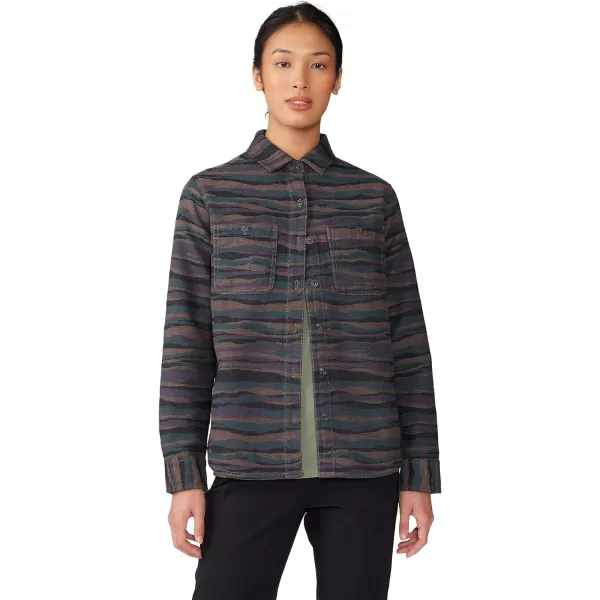imageMountain Hardwear Womens Granite Peak Long Sleeve Flannel for Camping Travel AprsSki and Everyday WearDark Marsh Landscape Jacquard