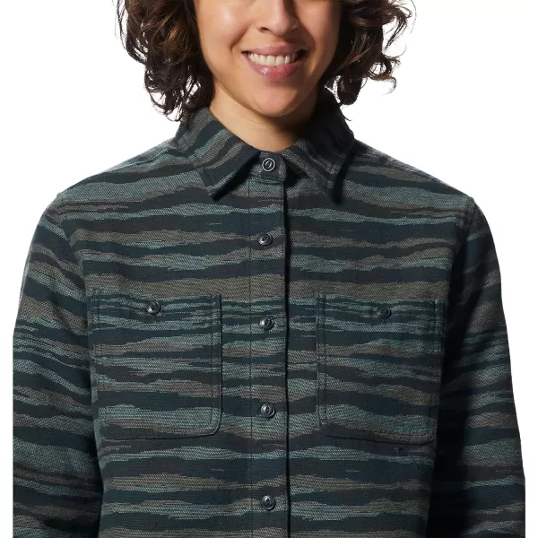 imageMountain Hardwear Womens Granite Peak Long Sleeve Flannel for Camping Travel AprsSki and Everyday WearDark Marsh Landscape Print
