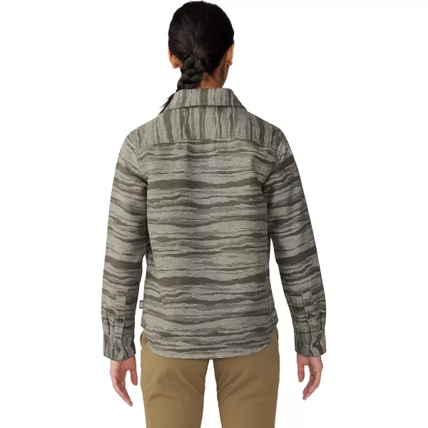imageMountain Hardwear Womens Granite Peak Long Sleeve Flannel for Camping Travel AprsSki and Everyday WearStone Green Landscape Jacquard