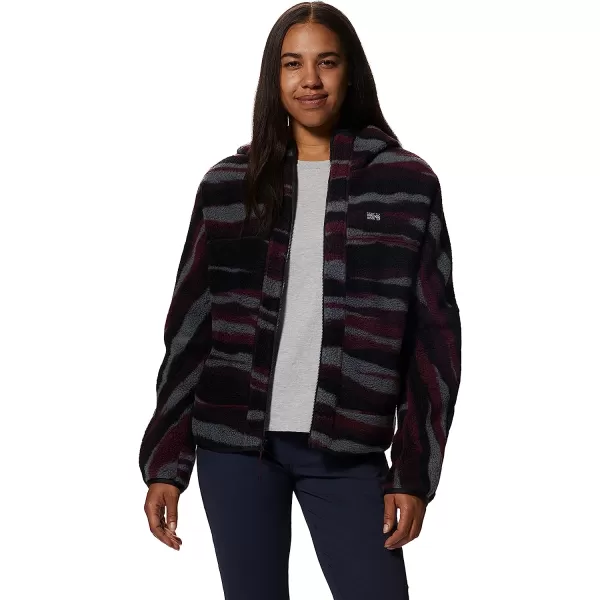 imageMountain Hardwear Womens HiCamp Fleece Full Zip Hoody for Hiking Travel Backpacking and Everyday WearCocoa Red Landscape Print