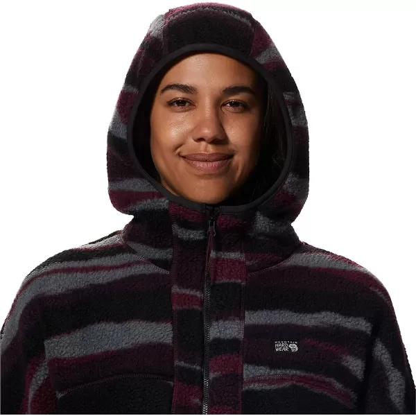 imageMountain Hardwear Womens HiCamp Fleece Full Zip Hoody for Hiking Travel Backpacking and Everyday WearCocoa Red Landscape Print