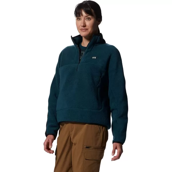 imageMountain Hardwear Womens HiCamp Fleece Pullover for Hiking Travel Backpacking and Everyday WearDark Marsh