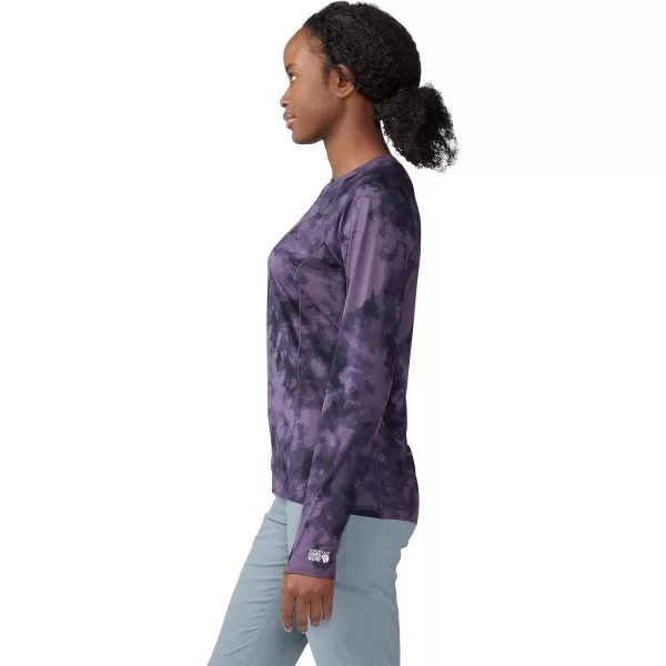 imageMountain Hardwear Womens Mountain Stretch Long Sleeve Crew for Hiking Climbing Skiing and Everyday WearBlurple Ice Dye Print