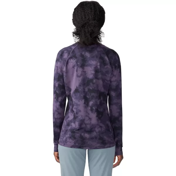 imageMountain Hardwear Womens Mountain Stretch Long Sleeve Crew for Hiking Climbing Skiing and Everyday WearBlurple Ice Dye Print