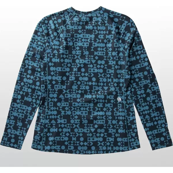 imageMountain Hardwear Womens Mountain Stretch Long Sleeve Crew for Hiking Climbing Skiing and Everyday WearCaspian Blue Quartz Geo Track