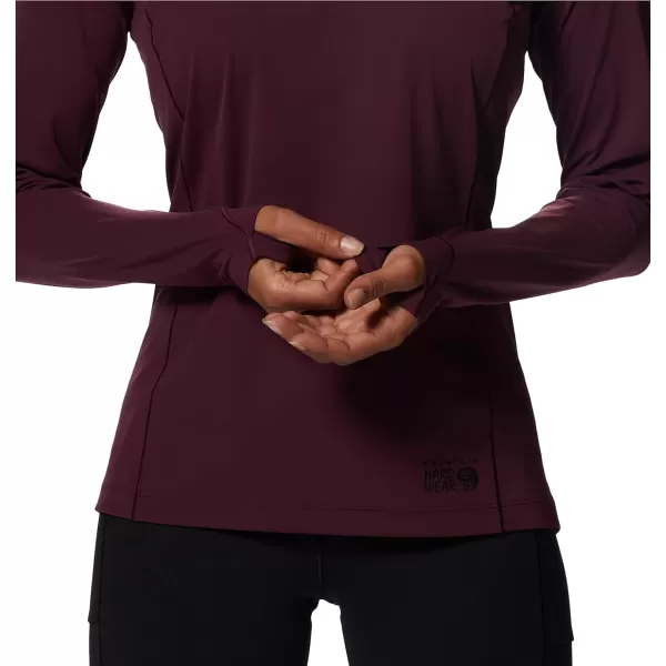 imageMountain Hardwear Womens Mountain Stretch Long Sleeve Crew for Hiking Climbing Skiing and Everyday WearCocoa Red