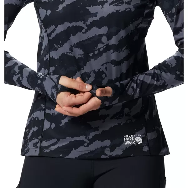 imageMountain Hardwear Womens Mountain Stretch Long Sleeve Hoody for Camping Hiking and Everyday WearBlack Paintstrokes Print