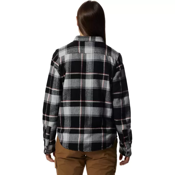 imageMountain Hardwear Womens Plusher Long Sleeve Shirt for Hiking Camping and Casual WearBlack Tartan Plaid