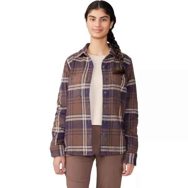 imageMountain Hardwear Womens Plusher Long Sleeve Shirt for Hiking Camping and Casual WearBlurple Plaid Print