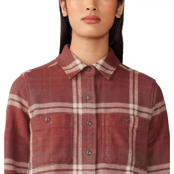 imageMountain Hardwear Womens Plusher Long Sleeve Shirt for Hiking Camping and Casual WearClay Earth Plaid Print