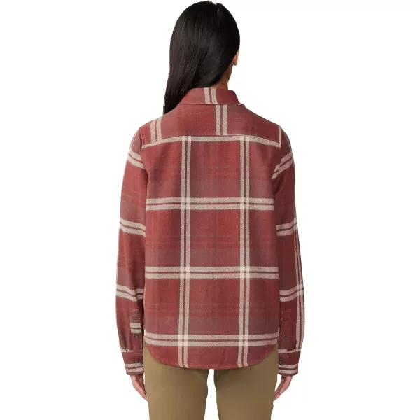 imageMountain Hardwear Womens Plusher Long Sleeve Shirt for Hiking Camping and Casual WearClay Earth Plaid Print