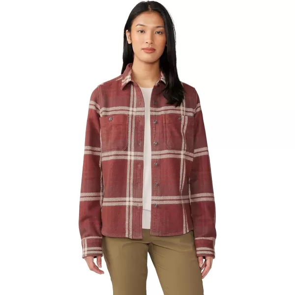 imageMountain Hardwear Womens Plusher Long Sleeve Shirt for Hiking Camping and Casual WearClay Earth Plaid Print