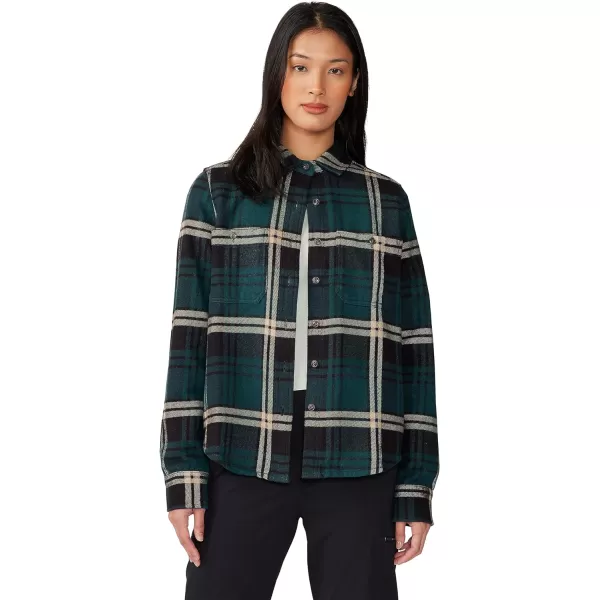 imageMountain Hardwear Womens Plusher Long Sleeve Shirt for Hiking Camping and Casual WearDark Marsh Plaid Print